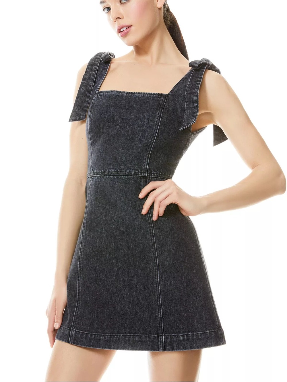alice & olivia Maryann Tie Shoulder Mini Dress